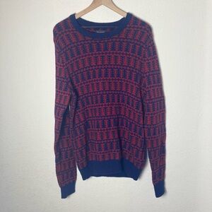 Abercrombie & Fitch Red Blue Holiday Wool Crewneck Sweater M Ski Winter Warm